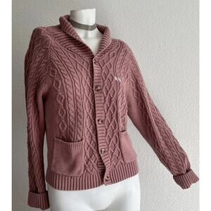 Kith Kids Size 12 Classic Cable Knit Cardigan Sweater Pink Preppy